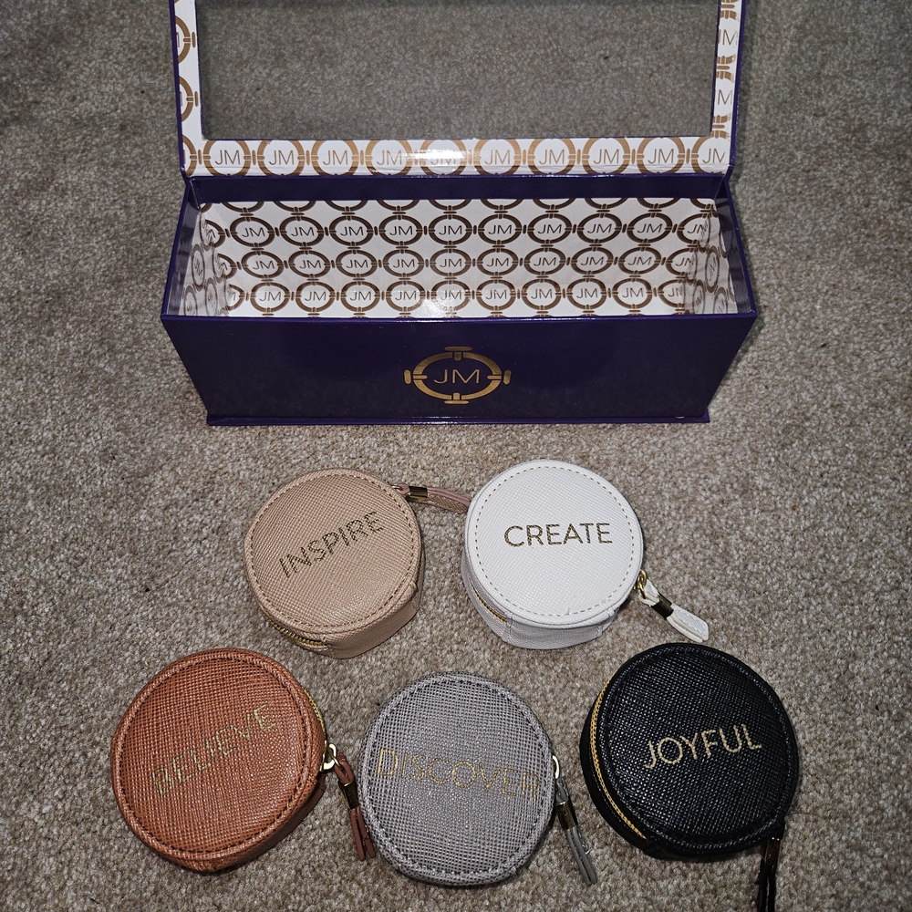 JM Collection Cosmetic Bags Set - Black, White, Tan, Brown, Gray